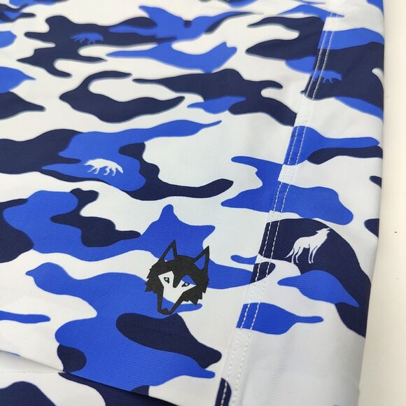 Greyson Golf Hybrid Swim Shorts Mens XL Blue Camo Wolf Print Lined - Picture 3 of 6